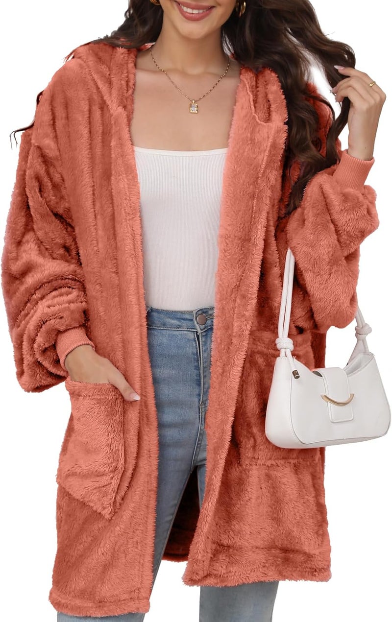 Argstar Hooded Cardigan for Women and Men, Oversized Sweatshirt Fuzzy Fleece Blanket Hoodie Jacket - One Size Fits All - Image 1
